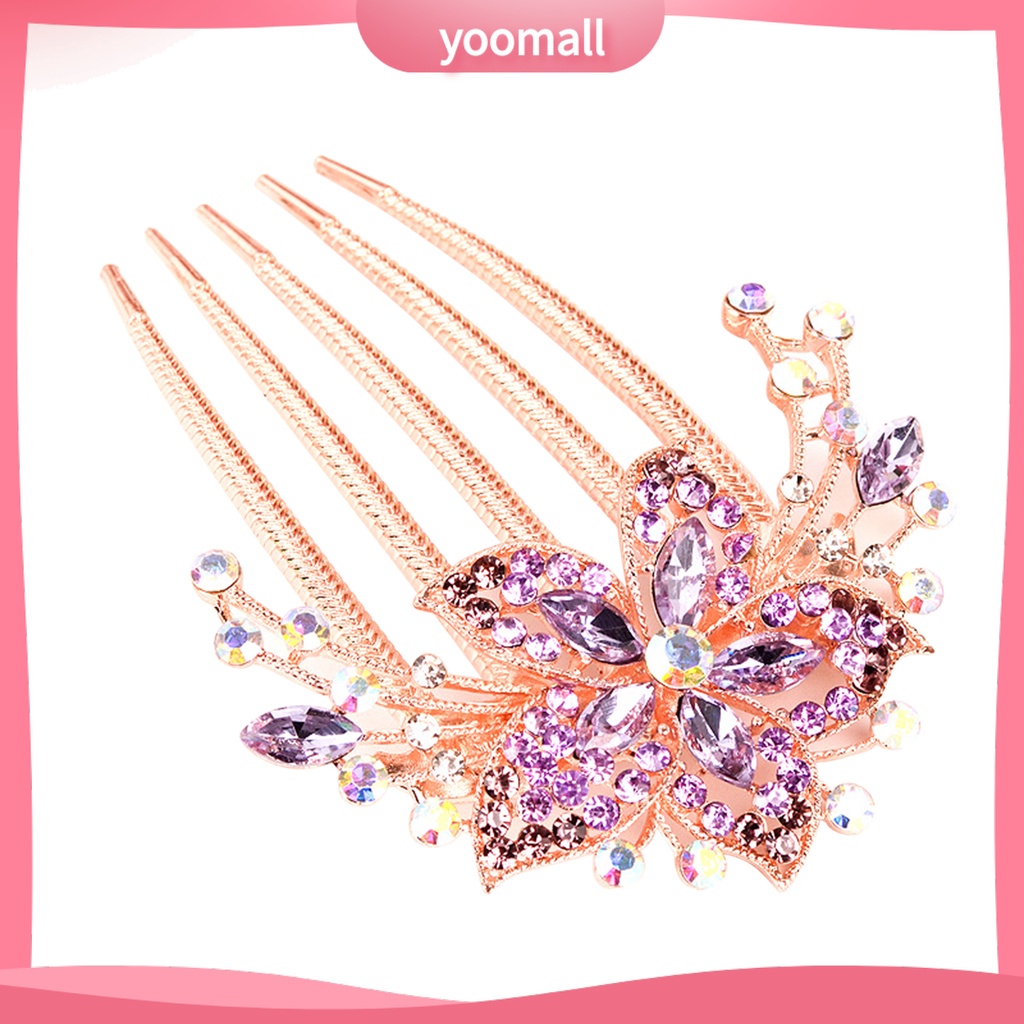 Lược Cài Tóc Hình Hoa Lá Đính Đá Xinh Xắn Cho Nữ