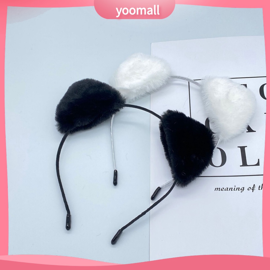 Băng Đô Cài Tóc Tai Mèo Phủ Lông Mềm Mịn Nhẹ Nhàng Co Giãn Màu Sắc Ngọt Ngào