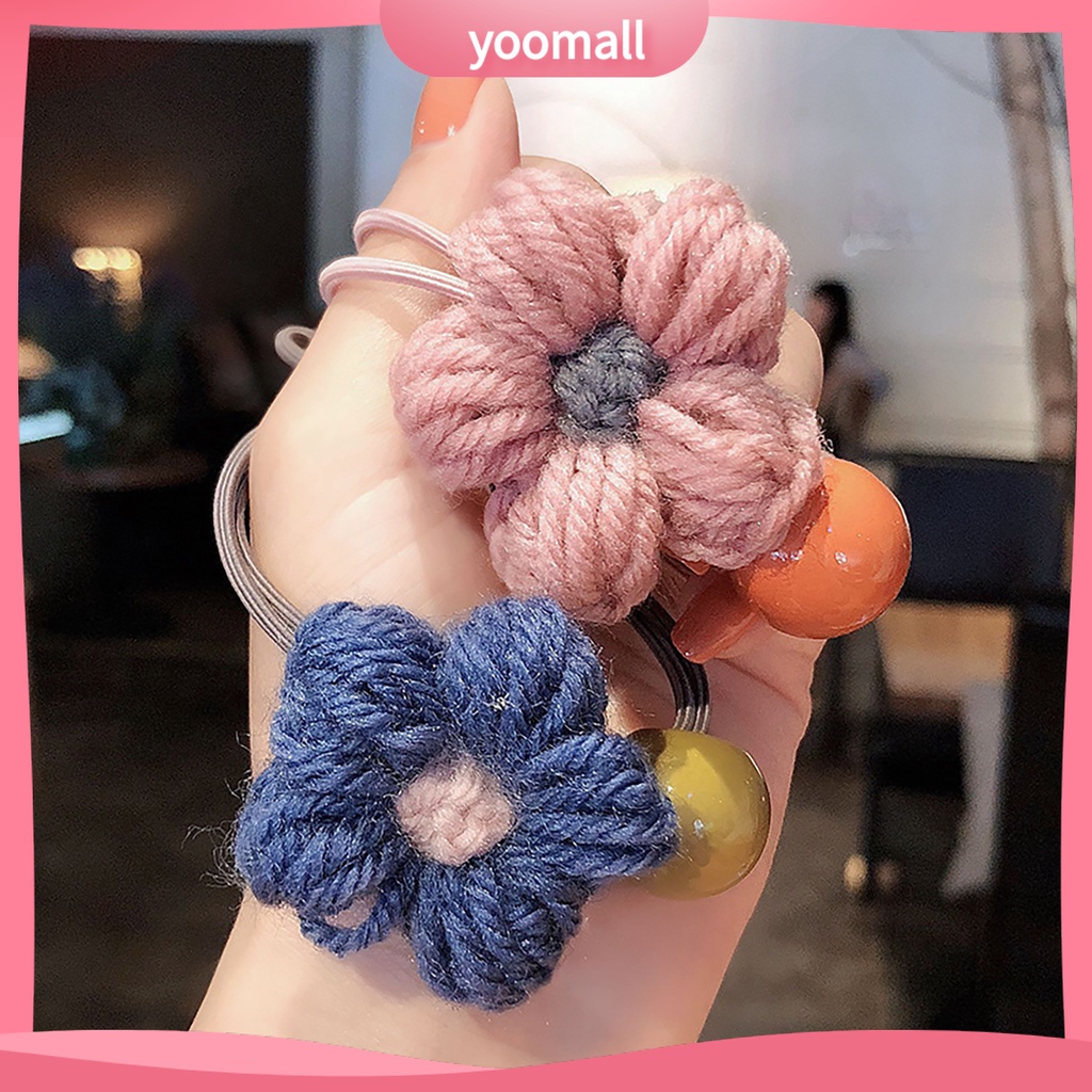 Dây Cột Tóc Co Giãn Mềm Mại Đính Hoa Dễ Thương Cho Bé Gái