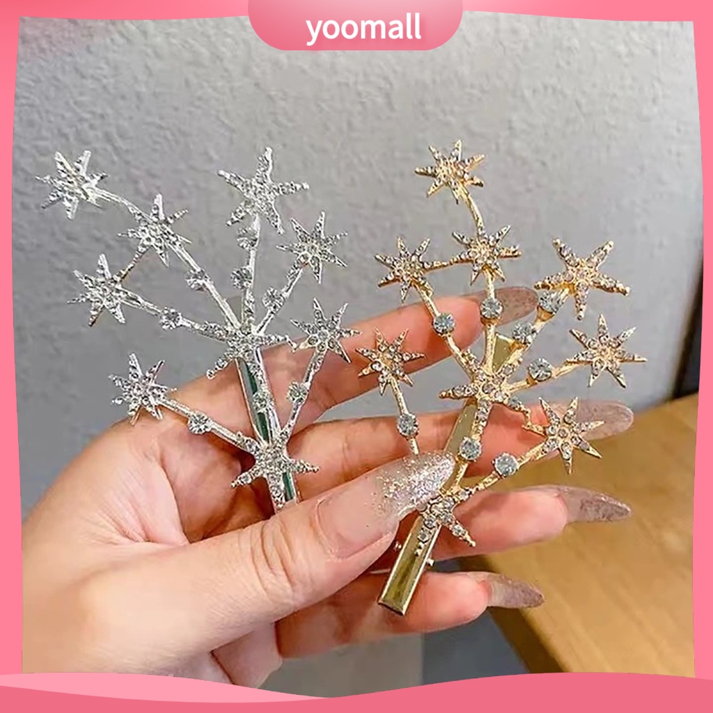 Kẹp Tóc Hình Ngôi Sao Đính Đá Màu Sắc / Vàng / Bạc Sang Trọng Cho Nữ