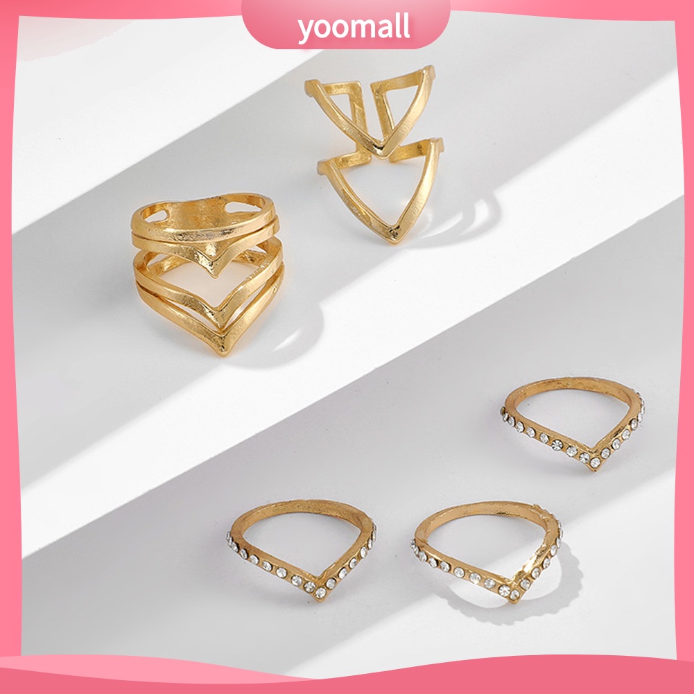 Set 5 / 8 Nhẫn Hở Đính Ngọc Trai Nhân Tạo Phong Cách Bohemian