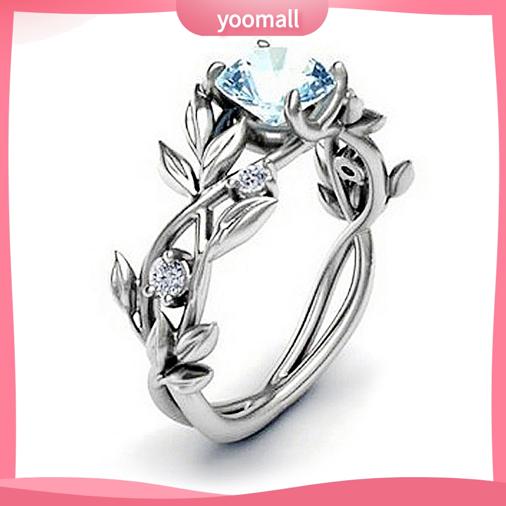 Nhẫn Hình Chiếc Lá Đính Đá Thời Trang Dành Cho Nữ