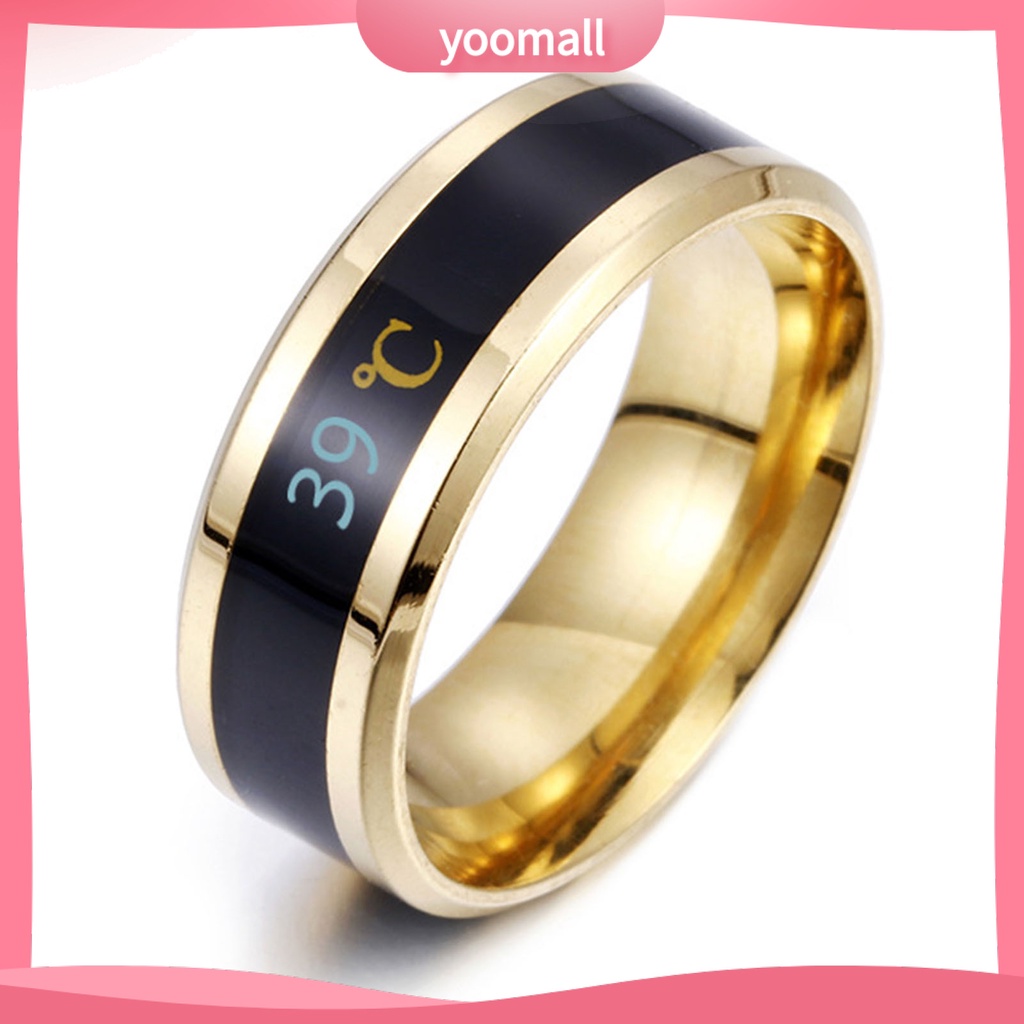 Nhẫn Thép Không Gỉ Hiển Thị Nhiệt Độ Thời Gian Thực Tế Cho Nam Nữ