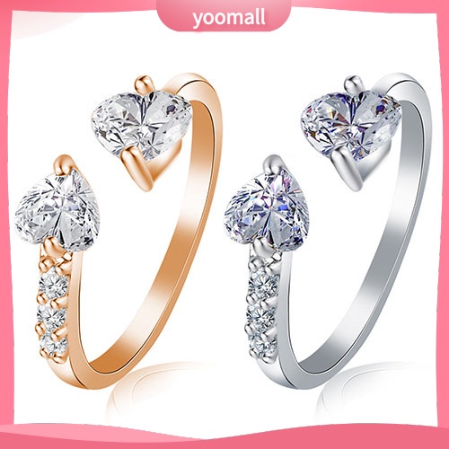 Nhẫn Đồng Đính Đá Hình Trái Tim Xinh Xắn Cho Nữ