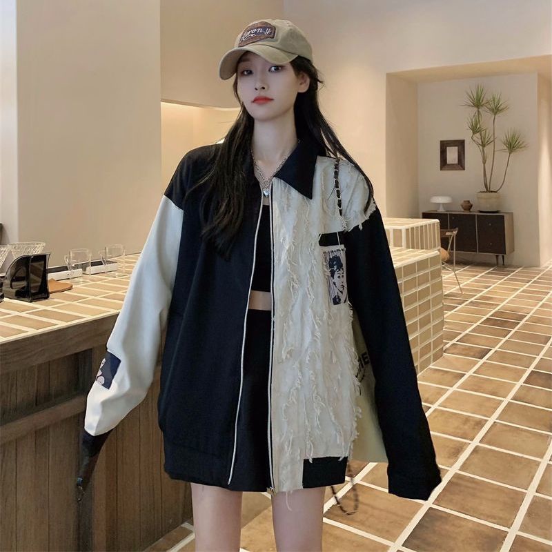 Áo Khoác Bóng Chày Cao Cấp Màu Sắc Tương Phản Phong Cách Hàn Quốc Thời Trang Xuân Thu Cho Nữ