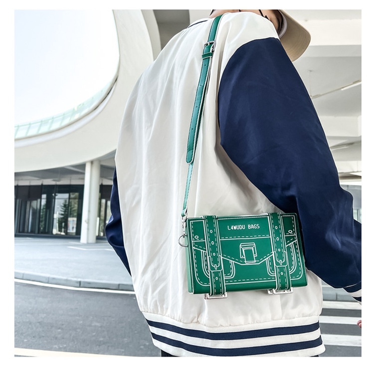 Túi Đeo Chéo Vai Dạng Hộp Vuông In Họa Tiết Cá Tính