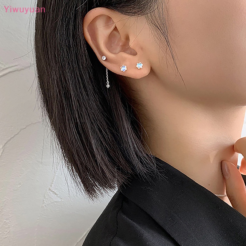 1 Đôi Khuyên Tai Xoắn Ốc Đính Đá Mặt Trăng Mới