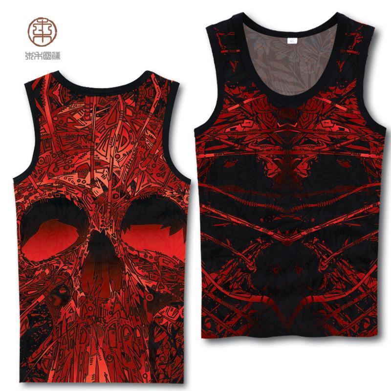 Áo Thun Thể Thao Sát Nách Thoáng Khí In Hình Đầu Lâu Phong Cách Hip Hop Cá Tính