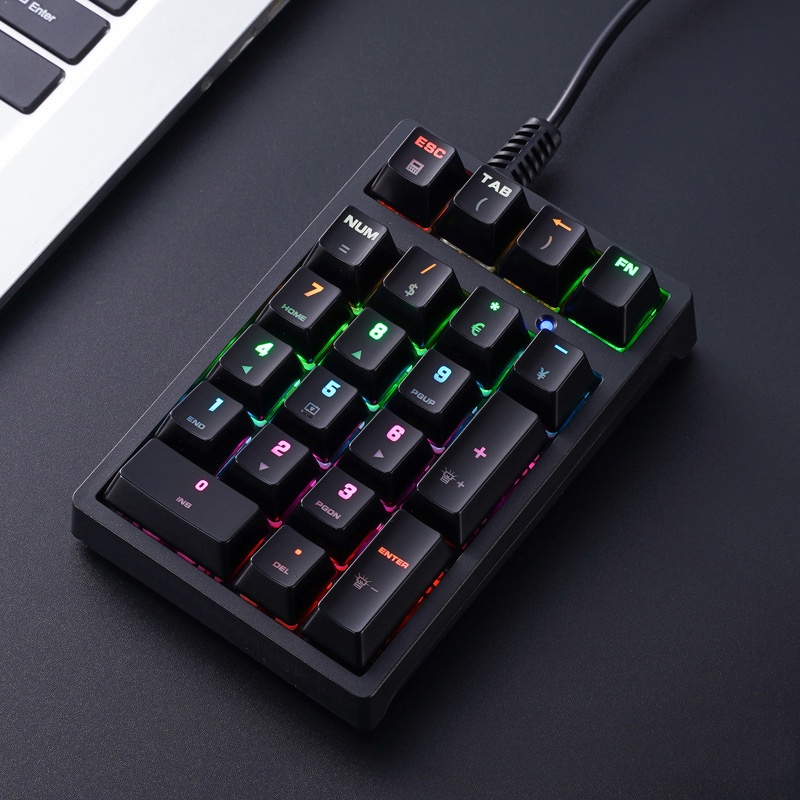 Bàn Phím Cơ Kỹ Thuật Số Trục Ngắn PBT / ABS Có Dây Đèn RGB Mini Cho Máy Tính Laptop