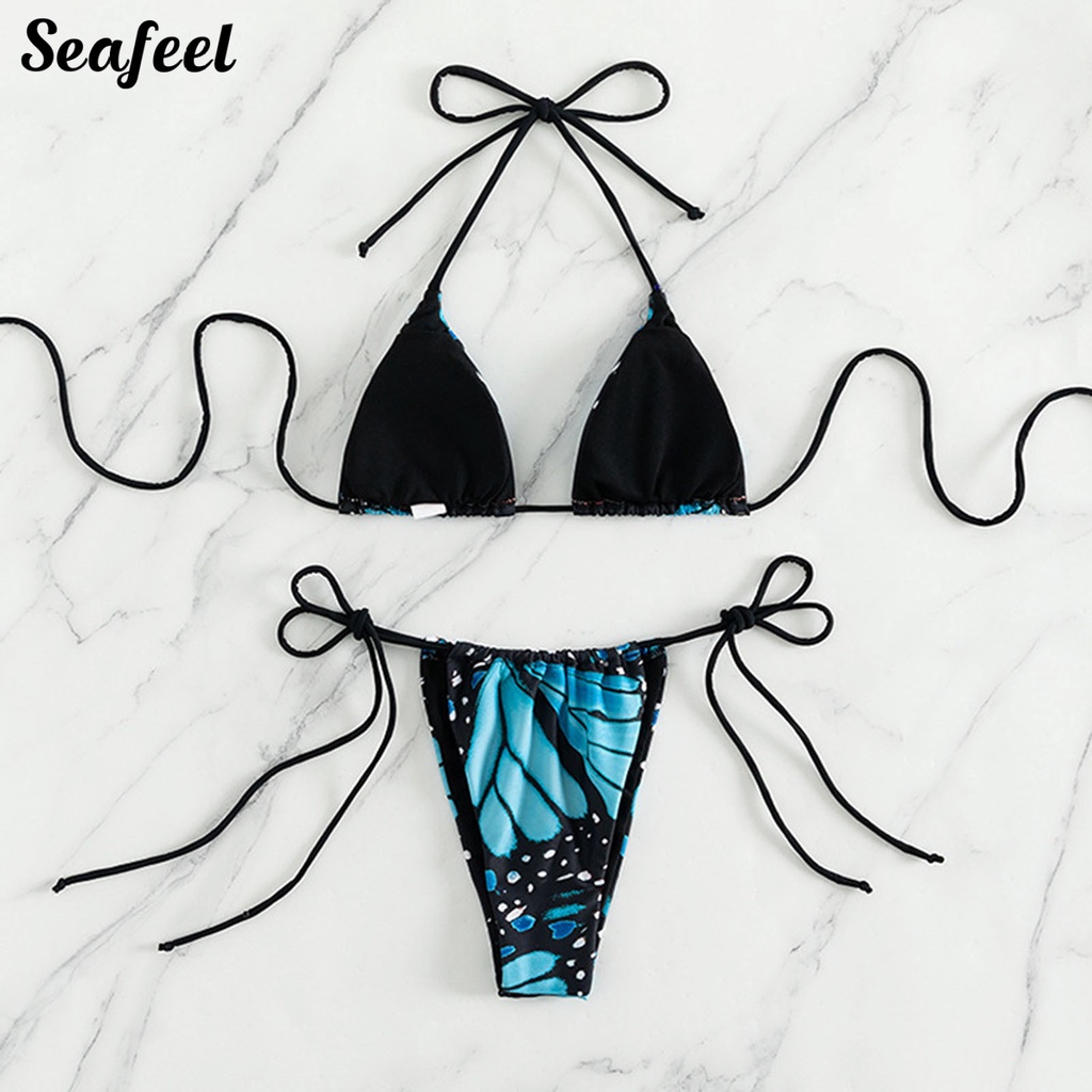 Bộ Bikini 2 Mảnh Họa Tiết Bướm Quyến Rũ Cho Nữ