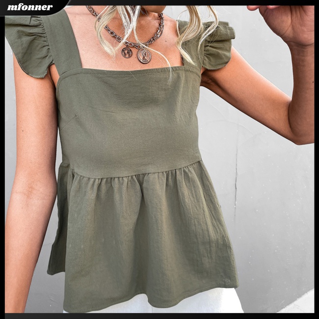 Áo Croptop Sát Nách Cổ Vuông Màu Sắc Thời Trang Mùa Hè Cho Nữ