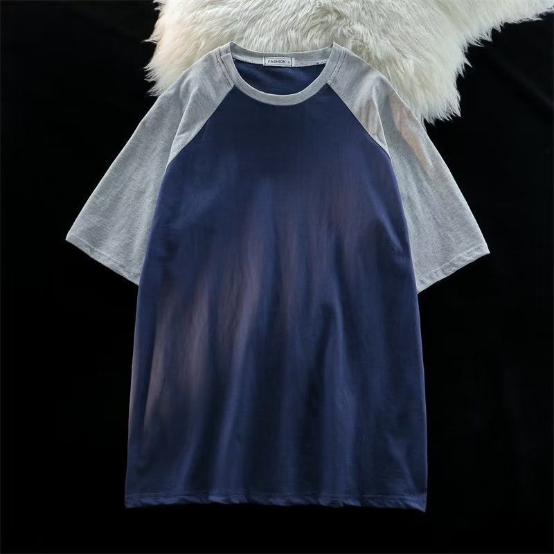 Áo Thun Cotton Tay Lửng Dáng Rộng In Chữ Màu Sắc Tương Phản Phong Cách Retro Mỹ Thời Trang Mùa Hè Cho Nam