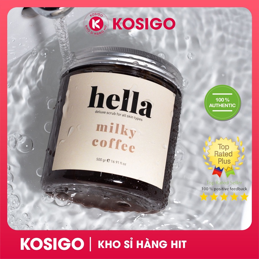 Tẩy tế bào chết toàn thân cà phê hữu cơ HELLA Beauty Milky Coffee 500g