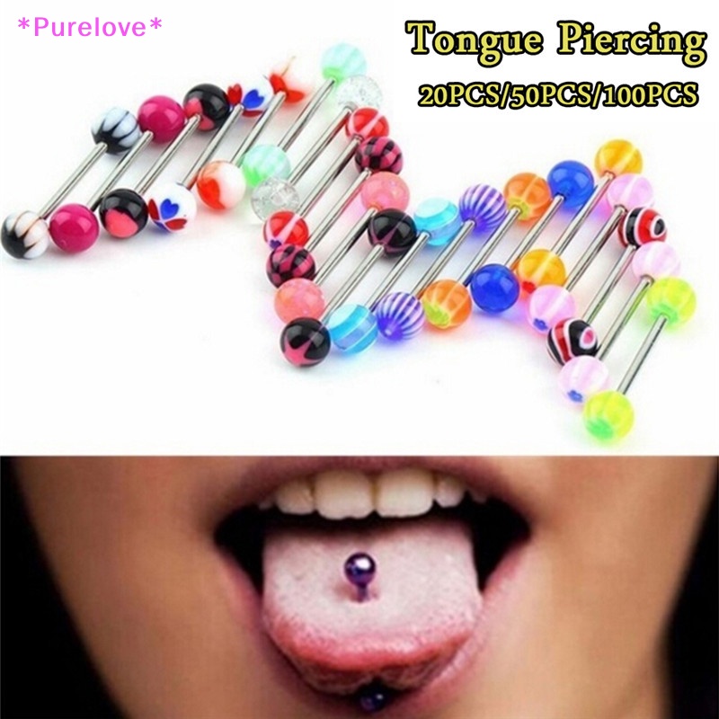 Set 20 / 50 / 100 Khuyên Lưỡi Bằng Thép Chất Lượng Cao Mới