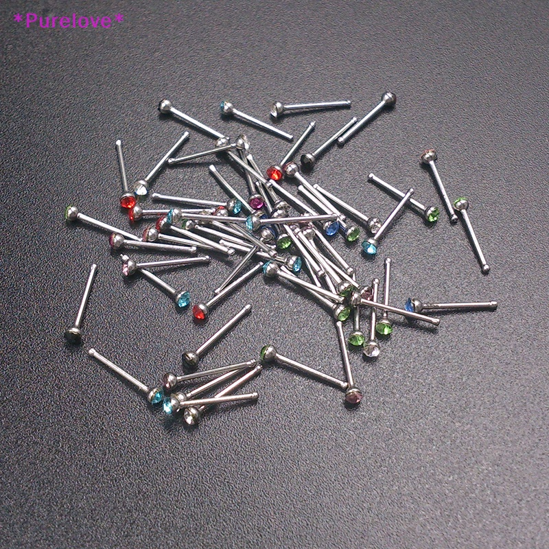 Set 60 Khuyên Mũi Thép Không Gỉ Đính Đá Cá Tính Thời Trang Mới