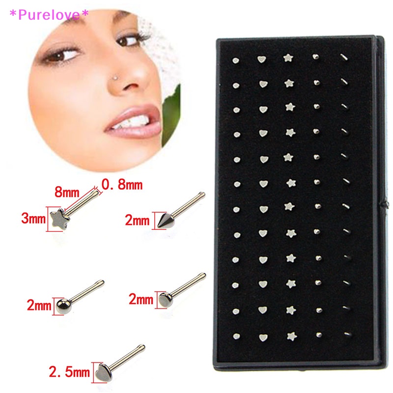 Set 60 Khuyên Mũi 20G Bằng Thép Không Gỉ Cá Tính Thời Trang Mới