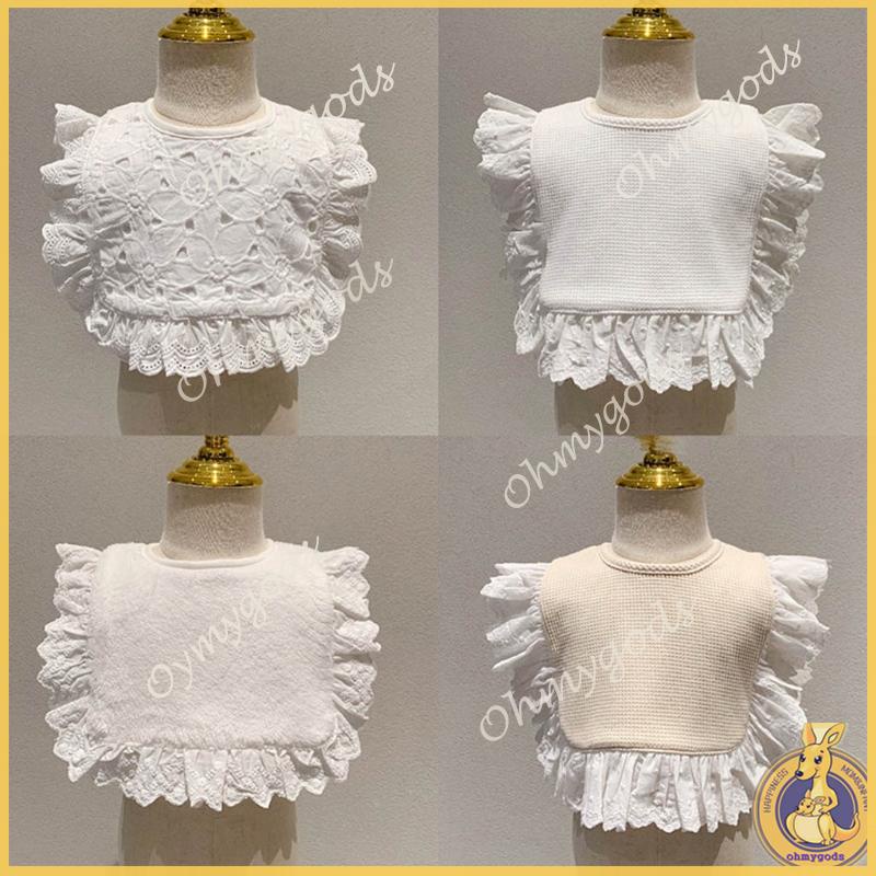 Khăn Yếm Vải Cotton Mềm Phối Ren Kiểu Công Chúa Dễ Thương Cho Bé Gái
