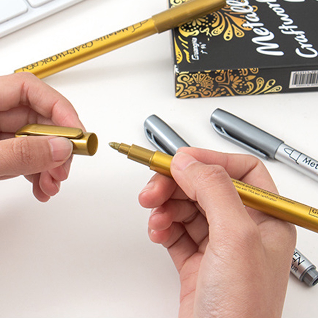 Bộ 2 Cây Bút Lông Viết Trơn Tru Bằng Nhựa Chống Nước Dùng Trang Trí Sổ Tay DIY