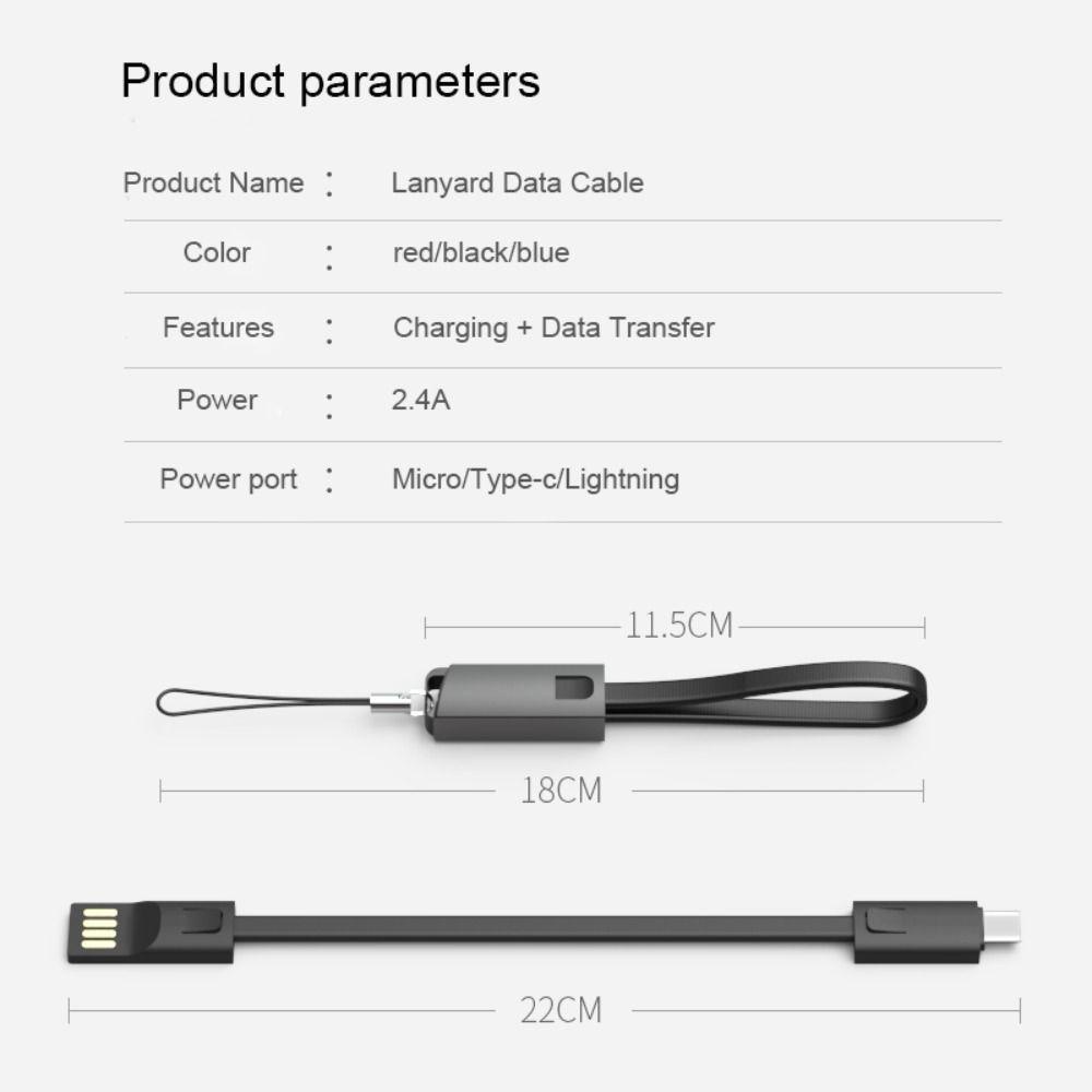 Dây Cáp Sạc Nhanh 2.4A 2.4A 22cm Bằng PVC Nhỏ Gọn Tiện Dụng