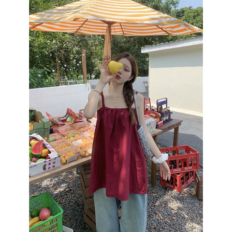 COZOK Áo Hai Dây Màu Trơn Hở Lưng Gợi Cảm Thời Trang Cho Nữ