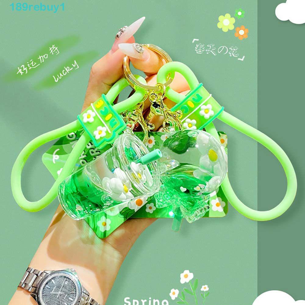 Móc Khóa Hình Bình Trà Sữa Mini REBUY1 Có Nước Kim Tuyến Thời Trang Cho Nữ