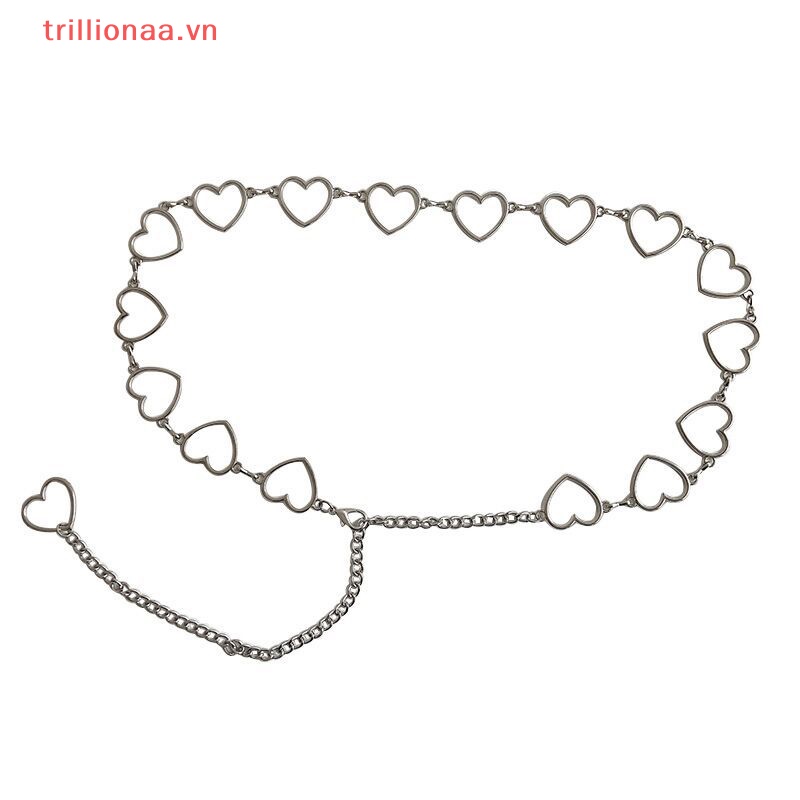 Thắt Lưng Dây Xích 100cm Họa Tiết Trái Tim Rỗng Phong Cách Hip Hop Thời Trang Cho Nữ