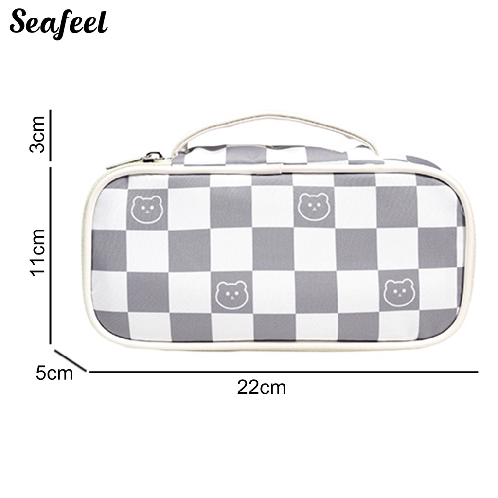 Túi Đựng Bút Bằng Vải Sức Chứa Lớn Có Tay Cầm Và Khóa Kéo Cho Học Sinh