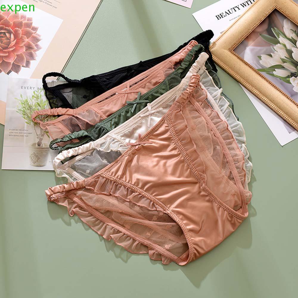 EXPEN Quần Lót Cotton Lưới Viền Ren Màu Sắc Đơn Giản Quyến Rũ Cho Nữ