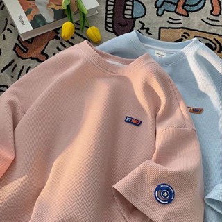 Áo Thun Tay Ngắn Nam Dáng Rộng Thời Trang Mùa Hè Cho Nam áo Thun Nam Có Hình Trắng Đơn Giản Chất Lượng Cao Vòng Cổ In Waffle Thiết Kế Theo Phong Cách Giản Dị Cặp đôi Cùng Kiểu áo Form Rộng Trắng