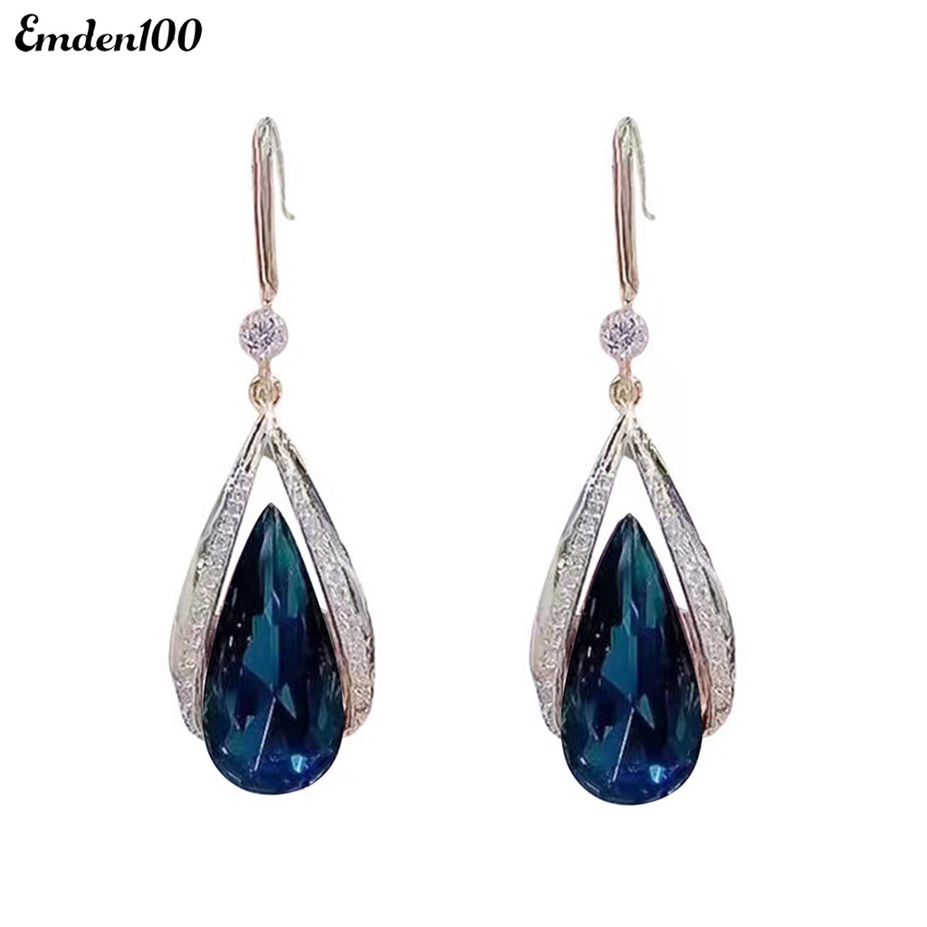 1 Đôi Bông Tai Đính Đá Hình Giọt Nước Thời Trang