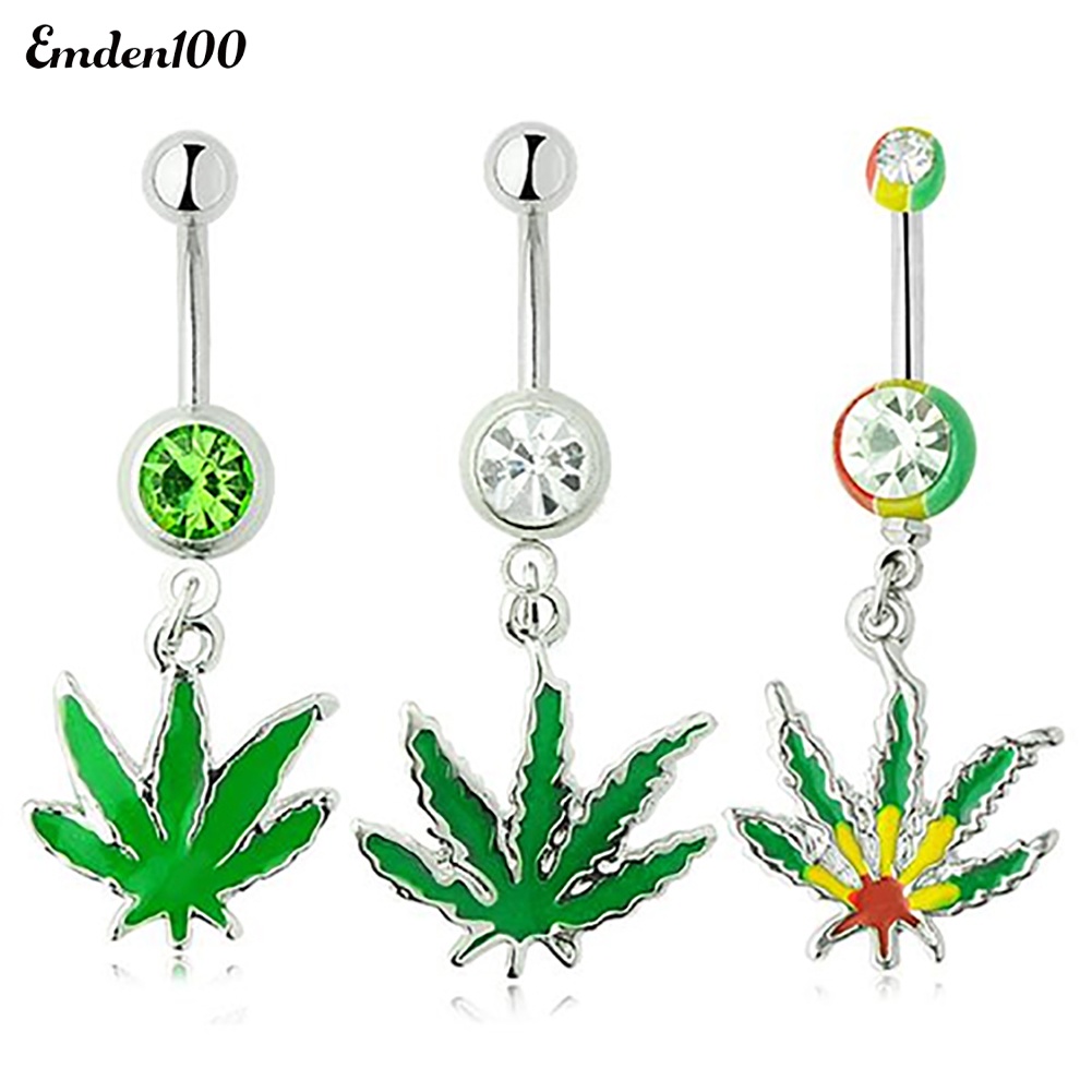 Khuyên RốN HìNh Lá Phong ĐíNh Đá Xinh XắN