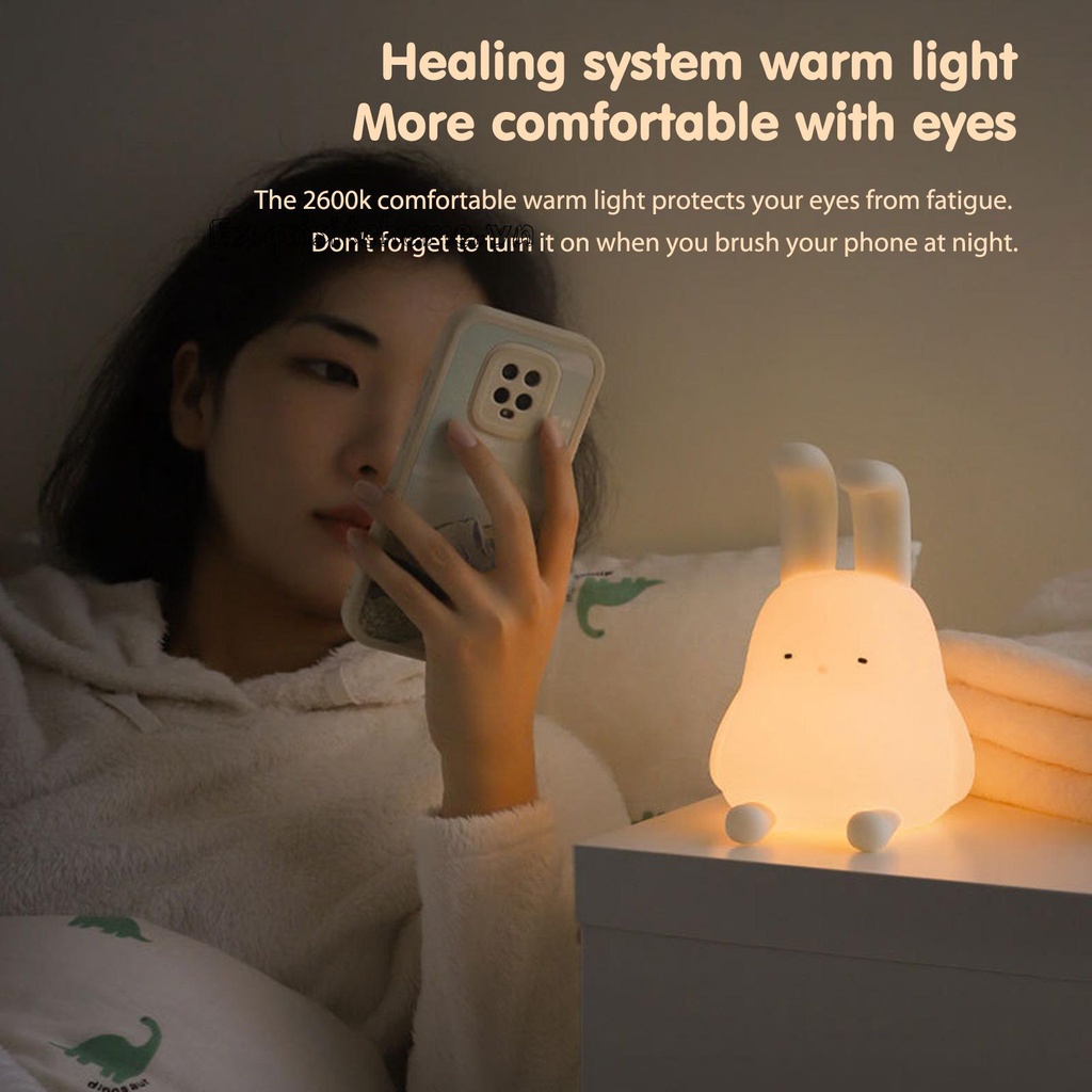 Đèn Ngủ Để Bàn Hình Tai Thỏ Bằng Silicone Gấp Gọn Được