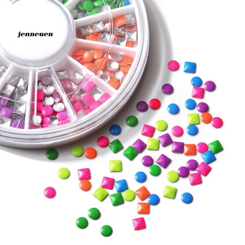 Set 500 Hạt Cườm Vuông / Tròn / Kim Loại 6 Màu Tự Trang Trí Móng Tay Nghệ Thuật