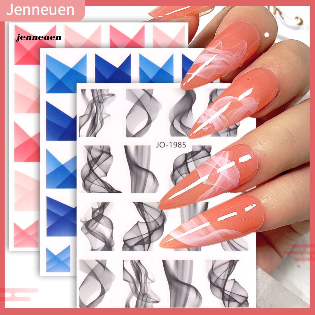 Nhãn Dán Móng Tay Nhiều Màu Sắc Họa Tiết Hình Học Siêu Mỏng