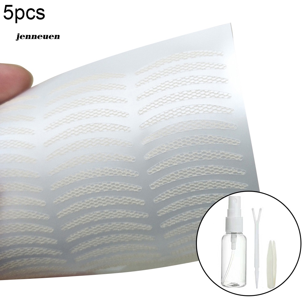 Bộ 5 Miếng Dán Kích Mí Vô Hình Kèm Chai Xịt Và Nhíp Tiện Dụng