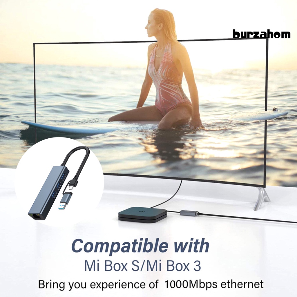 Bộ Chuyển Đổi Usb 3.0 Ethernet 2 Trong 1 Phích Cắm Và Play 5Gbps Tốc Độ Cao Dễ Lắp Đặt RJ45 Type-C Cho MacBook Pro