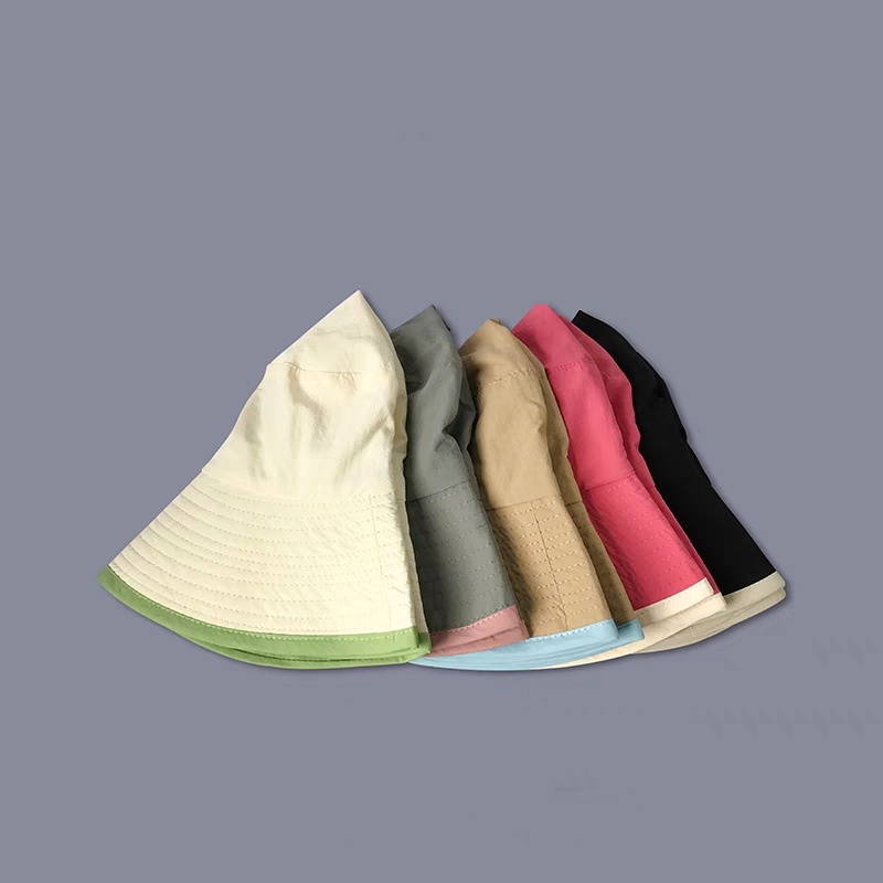 Mũ bucket 2 mặt cải viền màu độc đáo lạ mắt chất liệu thông thoáng mùa hè dã ngoại thời trang phong cách Hàn Quốc mới