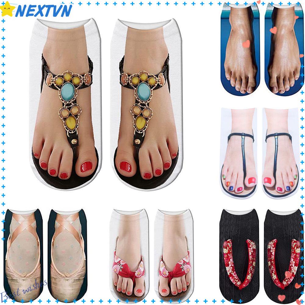 Vớ Cotton Mềm Cổ Thấp In Họa Tiết 3D Thoải Mái Cho Tuổi Teen