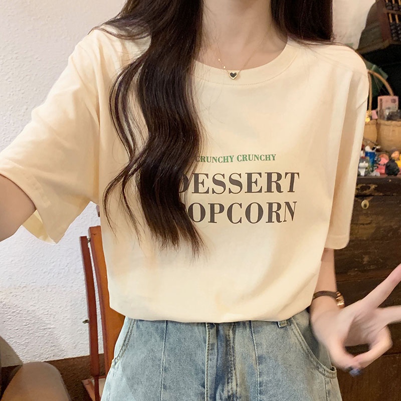 Áo Thun Nữ Ngắn Tay In Chữ Phong Cách Trẻ Trung Năng Động