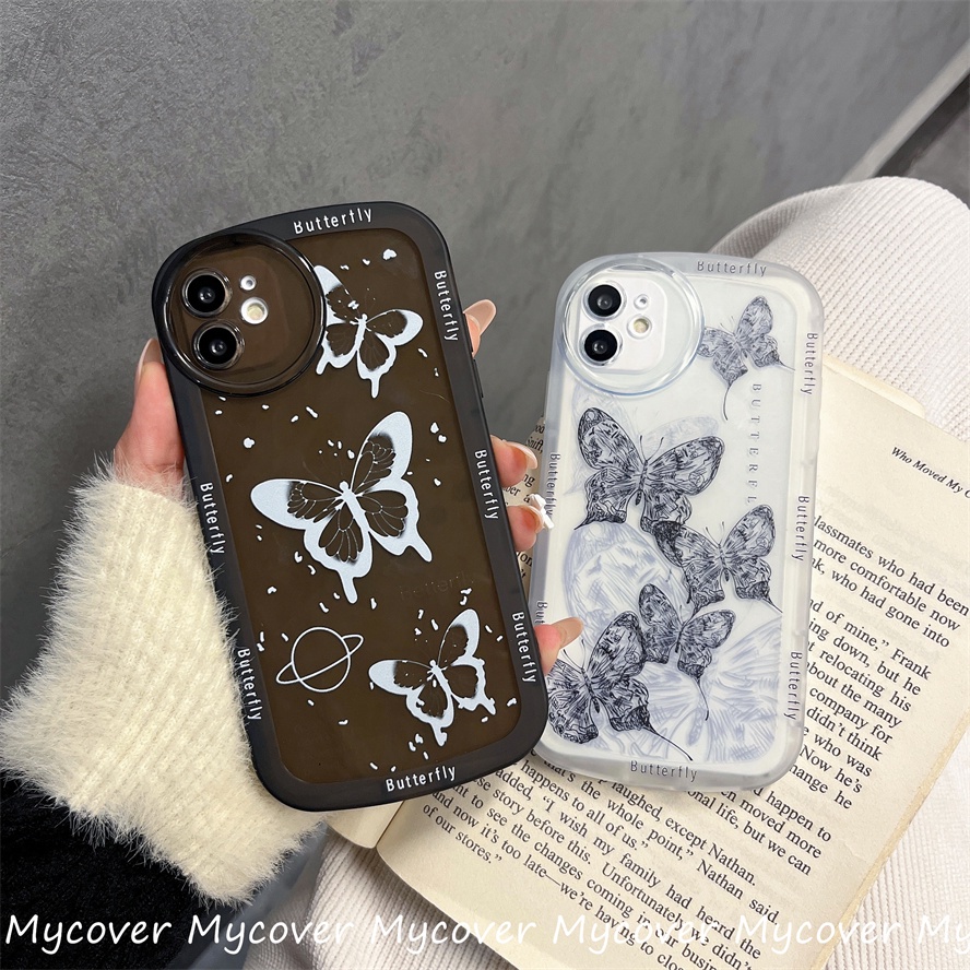 Ốp Điện Thoại Silicon Mềm Họa Tiết Bướm Gắn Giá Đỡ Cho iPhone 11 13 12 14 Pro Max X XR Xs Max 6 7 8 Plus