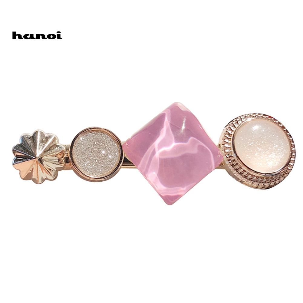 Kẹp Tóc Kim Loại Hình Vuông Đính Đá Thời Trang Cho Nữ