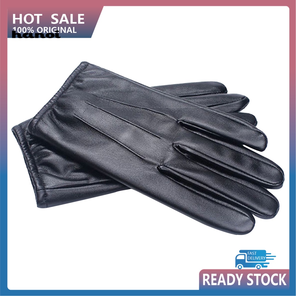 1 Đôi Găng Tay Da Phối Lông Có Thể Chạm Màn Hình Cảm Ứng Tiện Lợi