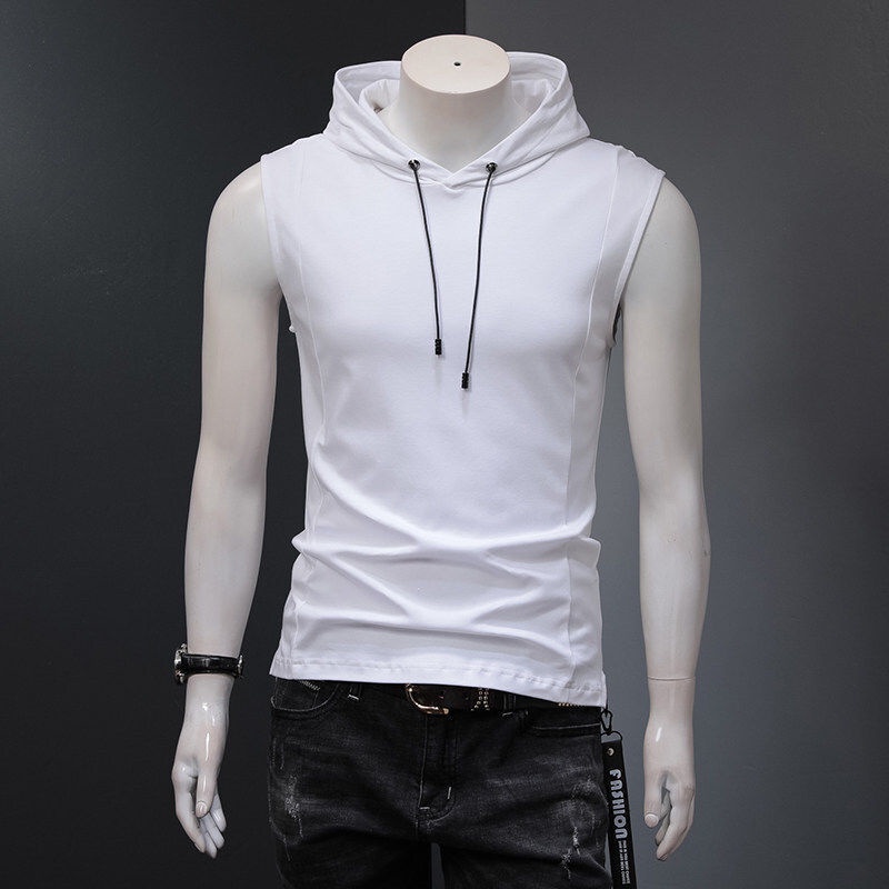 Áo Hoodie Không Tay Màu Sắc Đơn Giản Cho Nam