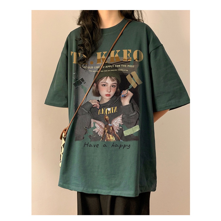 Áo Thun Form Rộng In Họa Tiết Phong Cách Hip Hop Thời Trang Cho Nữ