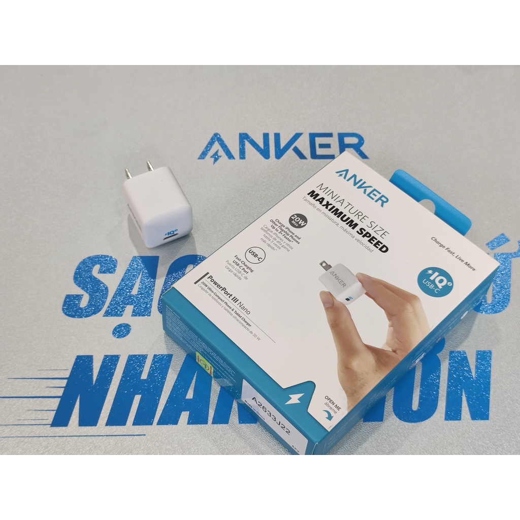 Củ sạc nhanh mini Anker PowerPort 20W PD Nano - Mã A2634 Sạc nhanh 20W/Anker Powerport III 20W Cube 