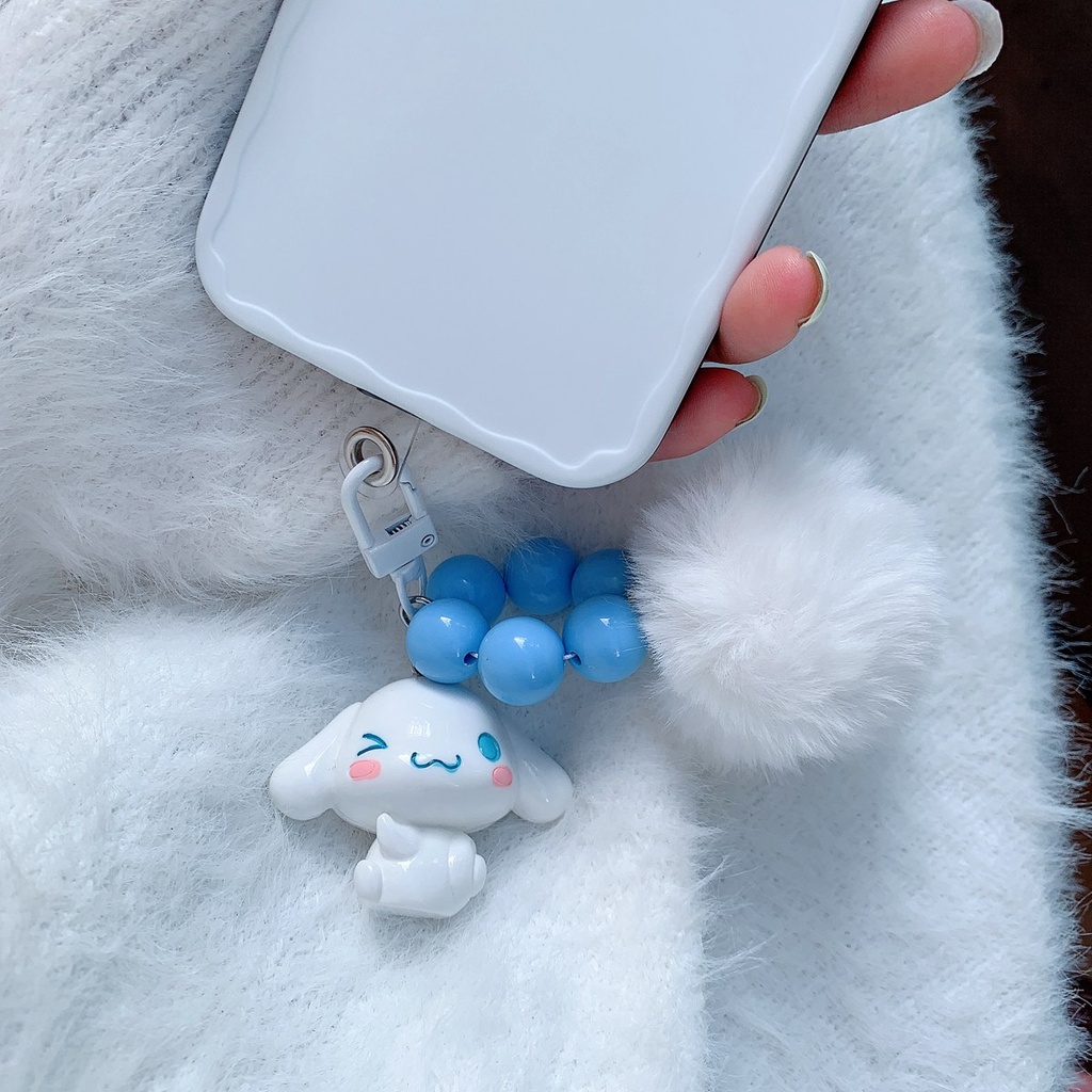 Dây Đeo Điện Thoại / Tai Nghe Bluetooth Chống Thất Lạc Hình Kuromi Melody Cinnamoroll Có Quả Bông Mềm Mại Dễ Thương