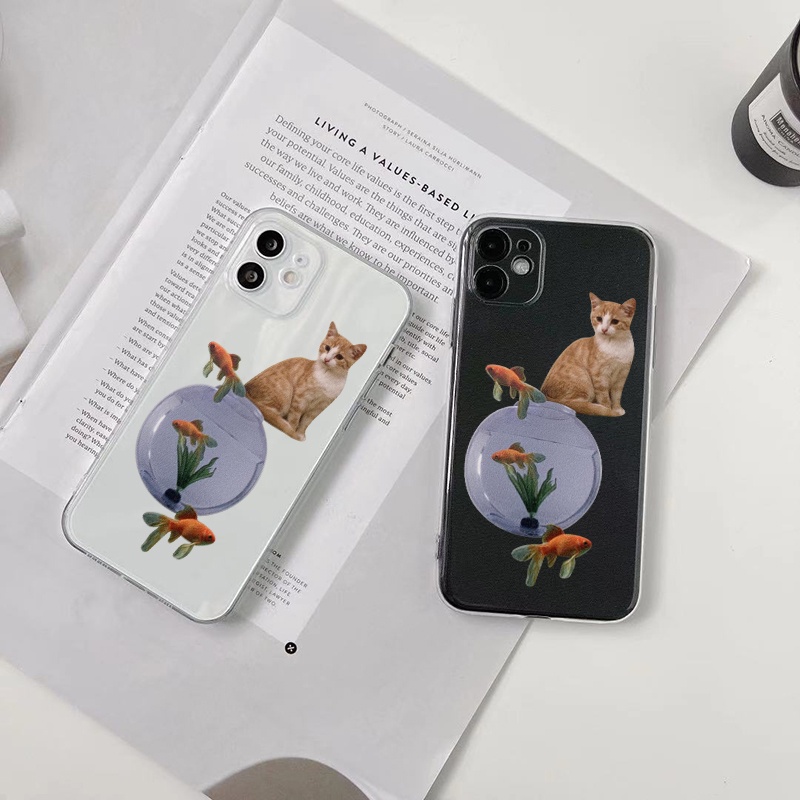 Ốp Điện Thoại tpu Trong Suốt Hình Mèo Cho Iphone 8 xr plus se 6 12 mini 14pro max 12 14 xsm 14pro 11 X pro 14plus 13 mini 7 se max 13