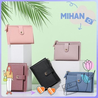 Ví đựng tiền xu thẻ da PU mini màu trơn thời trang dành cho nữ