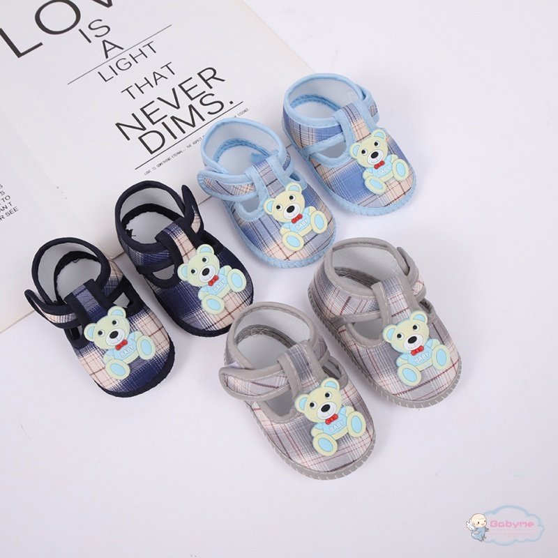 Giày Vải Canvas Họa Tiết Gấu Hoạt Hình Dễ Thương Cho Bé Sơ Sinh Từ 0-12 Tháng Tuổi
