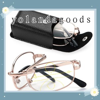 ☆YOLA☆ New Presbyopia Eyeglasses Folding Progressive Multifocal Lenses Metal Reading Glasses +1.00~+4.00 Degree Unisex Far Near Sight Eyewear Includes Glasses Case